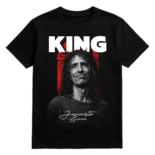 Camiseta negra homenaje a Robe Iniesta, diseño "King"